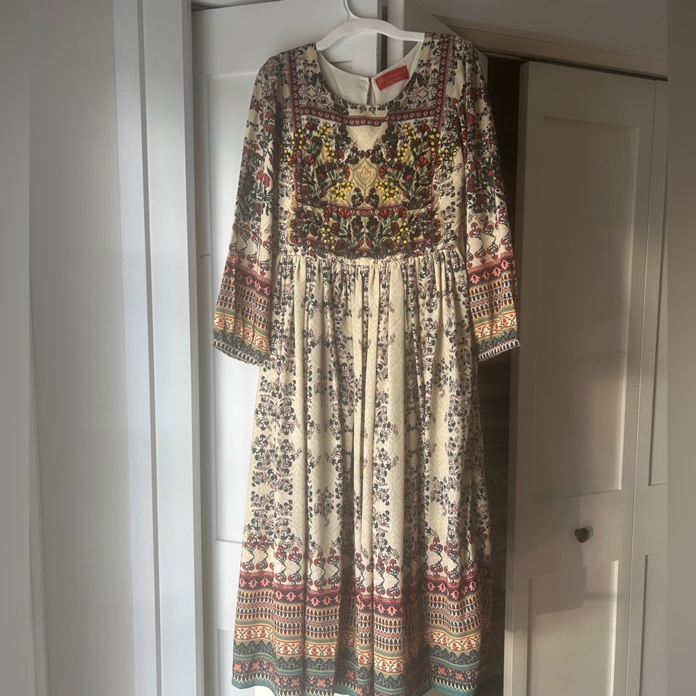 Anthropologie Bhanuni by Jyoti Far Fields Beaded Embellished Floral Midi